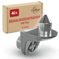 LouMaxx Winkelbodenträger mit Zapfen und Schraube - 40er Set Regalbodenträger - Sicherheits Bodenträger 5mm - Einlegeboden Halter aus Zamak vernickelt