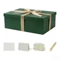 KdmNzoo Geschenkbox mit Deckel 42 x 32 x 15.5 cm groß xxl, Geschenkbox mit Schleifen, Grußkarten, Raffia Hamper Shreds für Grün