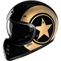 HJC Motorrad Helm L - V60 Nyx - Retro Vintage mit Sonnenblende schwarz-gold