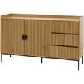 MCW Sideboard O39 3 Schubladen 2 Türen Holz Melamin 80x130x42cm Natur