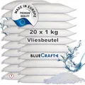 Bluecraft 20x 1kg Luftentfeuchter Granulat im Vliesbeutel, Entfeuchter Nachfüllpack für Raumentfeuchter Box, Trockenmittel ohne Strom, Feuchtigkeitskiller für Wohnung, Bad, Keller, Schrank, Auto