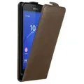 Cadorabo Hülle für Sony Xperia Z3 COMPACT Schutz Hülle in Braun Flip Etui Handyhülle Case Cover