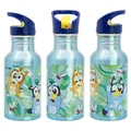 STOR Bluey Aluminium Trinkflasche 545ml für Kinder mit Auslaufsicherem Trinkhalm und Tragegriff BPA-frei