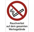 König Werbeanlagen Hinweisschild Rauchverbot auf dem gesamten Werksgelände, Kombischild, ISO 7010