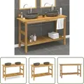 Vidaxl Badezimmerarmoire Mit Waschbecken Aus Massivem Teakholz