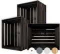 Creative Deco Holzkiste 3x Weinkisten Set Obstkiste Holz (3 Kisten)