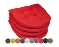 sunnypillow 4er Set Stuhlkissen 40x40 cm - Sitzkissen Stuhl 5cm dick - Sitzpolster für Stühle, Bänke in Haus und Garten - Indoor & Outdoor Auflage für Esszimmerstuhl oder Küche - Rot - Made in EU