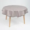 laro 140cm runde Wachstuch Tischdecke abwaschbar Wachstuchtischdecke mit Saum-Eingefasst-Paspelband, Muster:Leinenoptik Grau Meliert, Größe: Rund 140cm