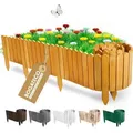 BOGATECO Rollborder Holzlatten | 30cm Hoch & 200cm lang | Holz-Zaun | Staketenzaun Perfekt als Beet-Umrandung | Braun - Braun