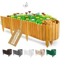 BOGATECO Beeteinfassung Holz Rollborder Holzlatten | Rollzaun 30cm Hoch & 200cm Lang | Holz-Zaun | Staketenzaun Perfekt als Beet-Umrandung oder Weg-Abgrenzung | Helllbraun