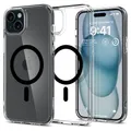 Spigen für iPhone 15 Ultra Hybrid MagFit Hülle [Anti-Yellowing] Case Handyhülle Transparent Dünn Slim Kompatibel mit MagSafe -Schwarz