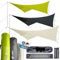 EXPLORER® Sonnensegel 3x4m rechteckig wasserabweisend mit Stangen, Leinen und Heringen Sonnenschutz UPF80+ UV Schutz nach Standard 801 in anthrazit für Balkon Garten Terrasse