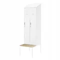 Jan Nowak Spind Metall mit Sitzbank Doppelspind abschließbar Sozialraumschrank Spindschrank Schließfachschrank Umkleideschrank mit 2 Abteilen für Betrieb Schule Fitness 229,5 x 85 x 60 cm