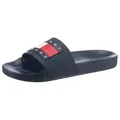 Tommy Jeans TOMMY JEANS POOL SLIDE ESS Badepantolette, Sommerschuh, Poolslides, Schlappen, mit plakativer Logoflag blau 46 EU