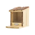 mgc24 Futterhaus für Eichhörnchen - Futterstation zum Aufhängen für Garten und Balkon, aus Holz wetterfest, Naturoptik mit Rindendach, 11,8 x 22,5 x 17,8 cm
