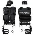 Black Snake® SWAT FBI Police Security Kostüm inkl. Einsatzweste, Pistolenholster, Gürtel, Handschellen und Baseball Cap (TASK FORCE, XL-XXL)