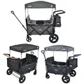 FableKids Bollerwagen Leo X4Plus mit Dach|Faltbarer Transportwagen|belastbar bis 20 kg pro Sitz|4X 5-Punkt-Gurt|360° Offroad Räder|Fußbremse|Oxford 600D|Belüftungsnetze|Fossil Grau, 113x78x130 cm