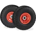 Relaxdays - 8 X Sackkarrenrad, Pannensichere Pu-vollgummireifen, 4.1/3.5-4', Für 16 Mm Achse, Bis 150 Kg, 260x85 Mm, Schwarz-rot