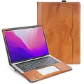 TYTX Hülle Kompatibel mit MacBook Air 13 Zoll Echtes Leder Cover Folio Book für MacBook Air 13 2021-2018 (A2337M1/A2179/A1932), Laptop-Hülle Schutzhülle Case mit Heat-Vent und Stand Funktion, Braun