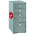 [en.casa] Rollcontainer Kökar Schubladenschrank Metall Aktenschrank mit 5 Schubladen Bürowagen mit Rollen für Arbeitszimmer 69 x 28 x 41 cm Mintgrün