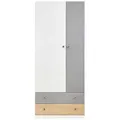 Deine Möbel 24 Kinderkleiderschrank, Eiche, Weiß, Grau, Holzwerkstoff, 80x190x50 cm, Kinder- & Jugendzimmer, Kindermöbel, Kinderkleiderschränke