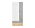 Deine Möbel 24 Kinderkleiderschrank POKO 03 80 / 190 / 50 cm [B/H/T] in Biskuiteiche / Weiß Lux / Grau