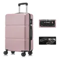 YONSLY Reisekoffer TSA-Schloss,YKK-Reißverschluss Hartschalen-Koffer Trolley Rollkoffer Suitcase Handgepäck 4 Rollen (Roségold, L)