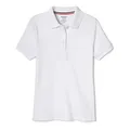 French Toast Polo para niña, Manga Corta Con Cuello Picot, Blanco, 14