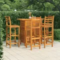 vidaXL 5-teiliges Gartenbar-Set, massives Akazienholz