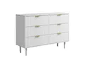 UEV Kommode mit 6 Schubladen Sideboard TV Board für Wohnzimmer,Schlafzimmer (Schrank mit Füße/Metallgriffe, Aufbewahrungsschrank viel Stauraum Highboard Schmal Buffet modern), 100 x 34 x 75cm, marmorfarbrig Mehrzweckschrank aus Holz für Büro Flur