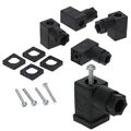 Kalitec 5 Stück Ventilstecker Bauform C schwarz 4 polig I Kontaktfläche 15,5 x 15,5 mm² I PG7 I Kontakttrennung 9,4 mm I Schutz IP 65 I Ventil Steckverbinder für Magnetventil I Stecker 3-polig+PE