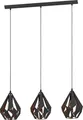 EGLO Pendellampe Carlton 1, 3 flammige Vintage Pendelleuchte, Retro Hängelampe aus Metall in Schwarz und Kupfer, E27 Fassung