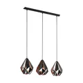 Schwarz Kupferrot Moderne Vintage Hängelampe Pendelleuchte 3x60W/E27