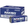 RAKSO Edelstahlwolle grob - 1,8 kg, 12 Banderolen à 150g rostfrei, beseitigt hartnäckige Ablagerungen auf Fliesen, Keramik - Böden im Nassbereich