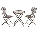 [en.casa] Bistroset, Braun, Metall, 3-teilig, 2-Sitzer, Balkonmöbel, Balkonmöbel-Sets