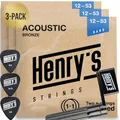 3-Pack PowerTone Gitarrensaiten Westerngitarre - Tiefer Satter Klang - Extra 3xE1-Saite & 3xPlektren & Saitenkurbel - Westerngitarre Saiten Western Gitarrensaiten Stahl - Acoustic Guitar String 12-53
