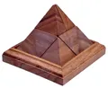 Spitze Pyramide – 3D Holzpuzzle mit 9 Bausteinen | Knobelspiel im Holzrahmen