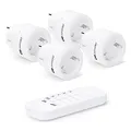 conecto Funk-Steckdosen-Set: 4x Funksteckdose und 1x Fernbedienung, Innenbereich, 2300 Watt, kompaktes Design, weiß