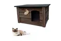 QLS Tierhaus Katzenhaus 60x44cm, Hundehaus Holz Isoliert Winterfest Montiert Outdoor Draußen