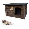 QLS Katzenhaus aus Holz 60x44 cm Isoliert Palisander Winterfest Montiert Outdoor