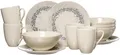Ritzenhoff & Breker Cecina Frühstücks-Set 12-teilig, Kaffeebecher (320 ml) Müslischalen (16 cm) und Dessertteller (20 cm) für 4 Personen, Modernes Trendgeschirr, Steinzeug, Creme - Graphit