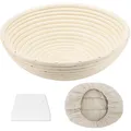 Gärkörbchen Rund Brotform Set Natürlichem Rattan 23cm mit Leineneinsatz