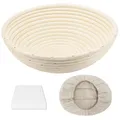 Gärkörbchen Rund 23cm Rattan Brotkorb Set Leineneinsatz Brotform Küche
