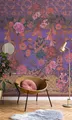 Vliestapete LIVING WALLS "Florale Tapete Blumenmuster Ornamente", lila, B:2,7m H:0,02m L:4m