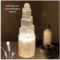 Landster Nachttischlampe Selenite Lampe Turm lampe tischleuchte Kristall Lampe Tischlampe 30 cm