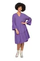 Angel of Style Damen große Größen Übergrößen Plus Size Tunika-Kleid, A-Linie, Tunika-Ausschnitt, 3/4-Ärmel lila 48 830257824-48