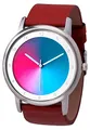 Rainbow Avantgardia Unisex Quartzuhr Gamma, Armband:rotes Echtlederarmband