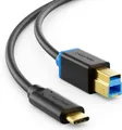 deleyCON 0,5m USB 3.0 Druckerkabel Scannerkabel - Stecker Typ 3.1 - USB C auf USB B - 5 Gbit/s Datenkabel für z.B. Computer Drucker Externe Festplatte - Schwarz