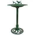 ABC Home XXL Vogeltränke auf Säule – 81 cm hoch – Antik-Design aus rostfreiem Aluminiumguss – Nostalgie Vogelbad & Tränke für Garten & Terrasse – Patina-Grün – Ø 50 cm