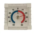 Iloda® Fensterthermometer selbstklebend, transparent und analog ca. 7,5x7,5cm aus Kunststoff, Außenthermometer für Fenster, Thermometer Außen